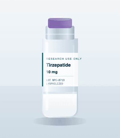 Sample submitted for SBA-26-0003: Tirzepatide 10 mg, lot NPC-0719, photographed at intake